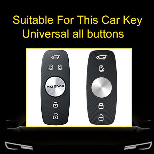 ROD1T1-White Transparent Button-Black Plating- Car Key Cover For Roewe