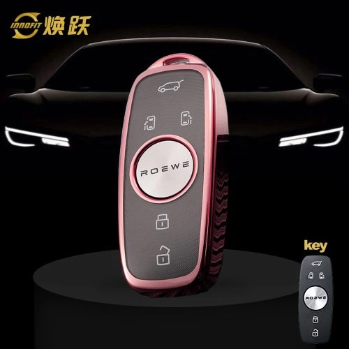 ROD1T1-White Transparent Button-Rose Gold Plating- Car Key Cover For Roewe