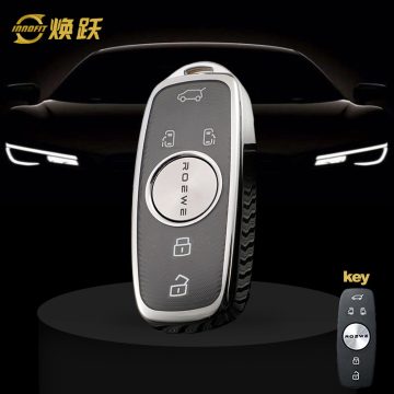 ROD1T1-White Transparent Button-Silver Plating- Car Key Cover For Roewe