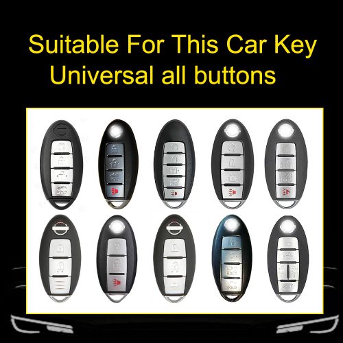 NIB1T1-White Transparent Button-Blue Plating- Car Key Cover For Nissan