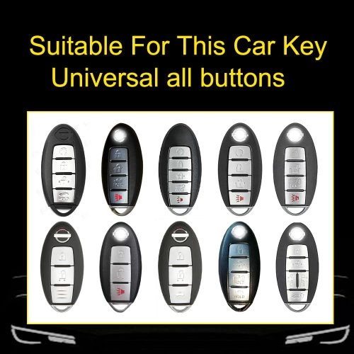 NIB1T1-White Transparent Button-Red Plating- Car Key Cover For Nissan