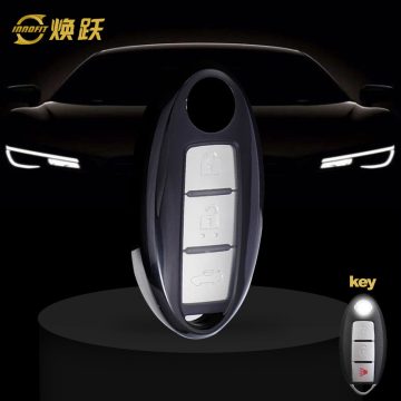 NIB1T1-White Transparent Button-Black Plating- Car Key Cover For Nissan