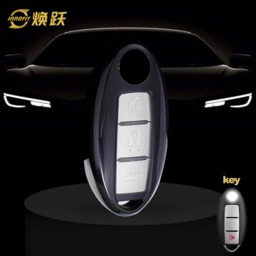 NIB1T1-White Transparent Button-Black Plating- Car Key Cover For Nissan