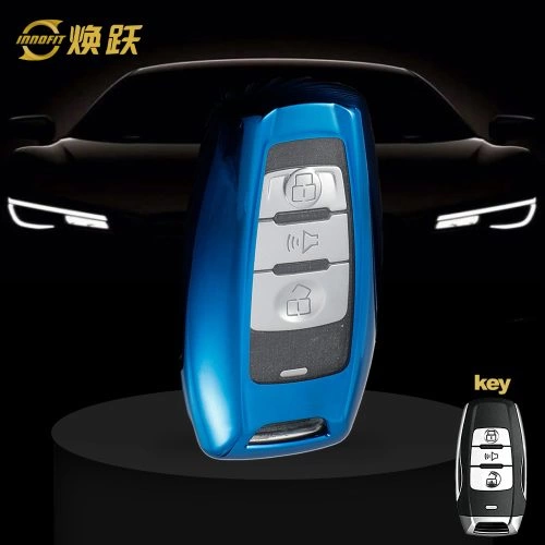 GRA1T1-White Transparent Button-Blue Plating- Car Key Cover For Great Wall Motor