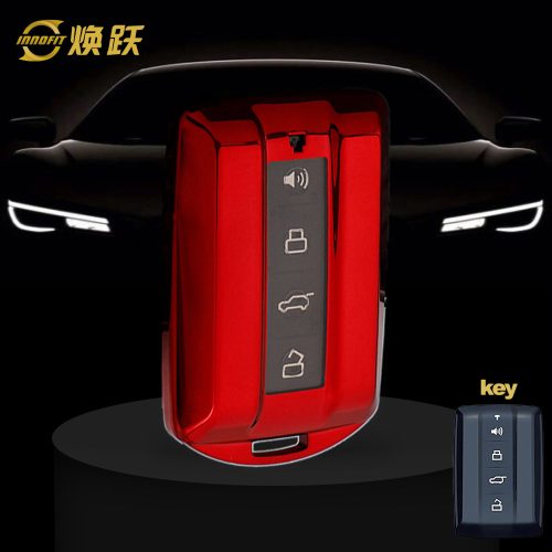 GRD1T1-White Transparent Button-Red Plating- Car Key Cover For Great Wall Motor