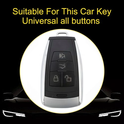BIA1T1-White Transparent Button-Silver Plating- Car Key Cover For BAIC