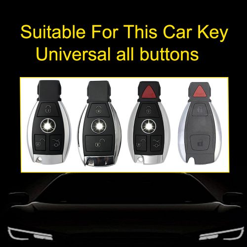 MEC1T1-White Transparent Button-Black Plating- Car Key Cover For Mercedes-Benz