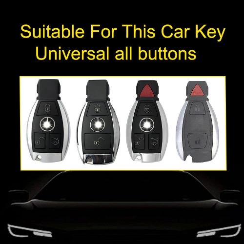 MEC1T1-White Transparent Button-Silver Plating- Car Key Cover For Mercedes-Benz