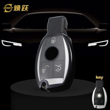 MEC1T1-White Transparent Button-Black Plating- Car Key Cover For Mercedes-Benz