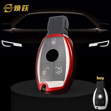 MEC1T1-White Transparent Button-Red Plating- Car Key Cover For Mercedes-Benz