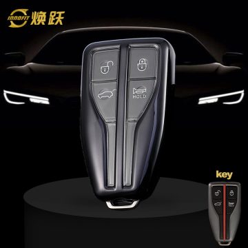 HNA1T1-White Transparent Button-Black Plating- Car Key Cover For Hong Qi