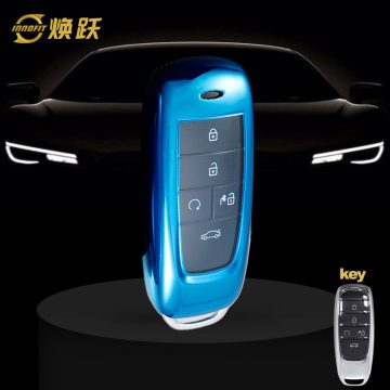 TRB1T1-White Transparent Button-Blue Plating- Car Key Cover For Trumpchi