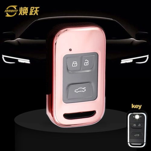 CRA1T1-White Transparent Button-Rose Gold Plating- Car Key Cover For Chery