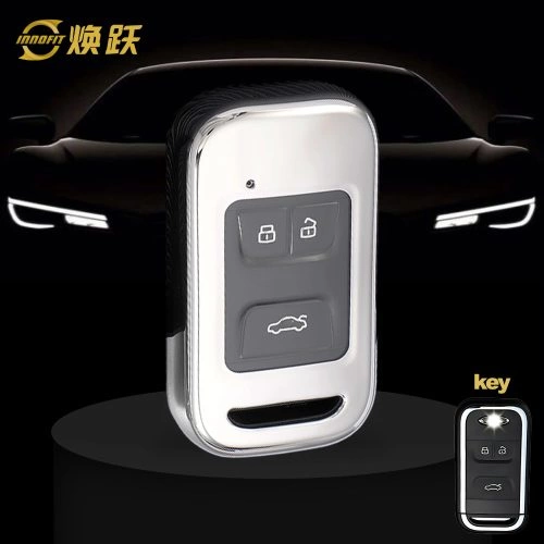 CRA1T1-White Transparent Button-Silver Plating- Car Key Cover For Chery
