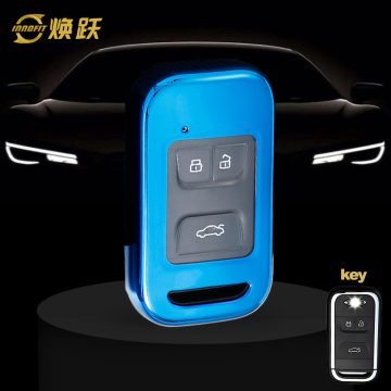 CRA1T1-White Transparent Button-Blue Plating- Car Key Cover For Chery