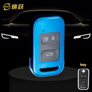 CRA1T1-White Transparent Button-Blue Plating- Car Key Cover For Chery