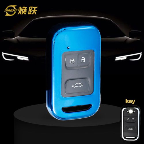 CRA1T1-White Transparent Button-Blue Plating- Car Key Cover For Chery
