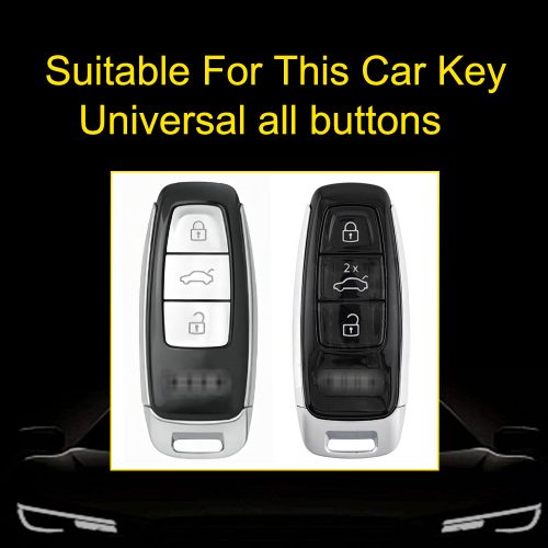 AUC1T1-White Transparent Button-Blue Plating- Car Key Cover For Audi