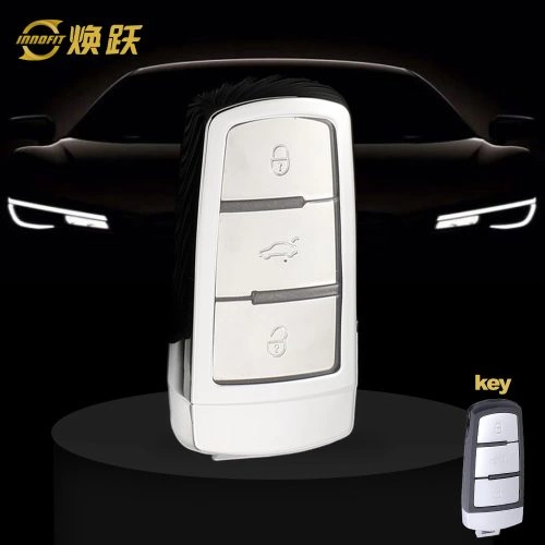VOH1T1-White Transparent Button-Silver Plating- Car Key Cover For Volkswagen
