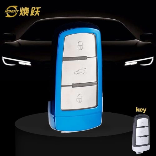 VOH1T1-White Transparent Button-Blue Plating- Car Key Cover For Volkswagen