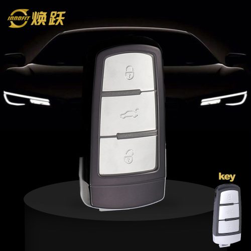 VOH1T1-White Transparent Button-Black Plating- Car Key Cover For Volkswagen