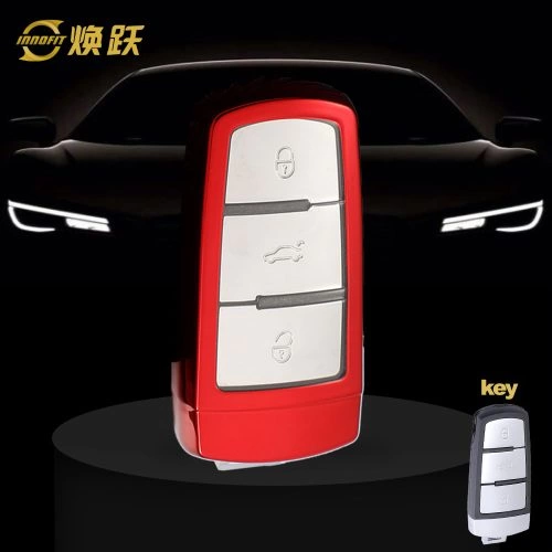 VOH1T1-White Transparent Button-Red Plating- Car Key Cover For Volkswagen