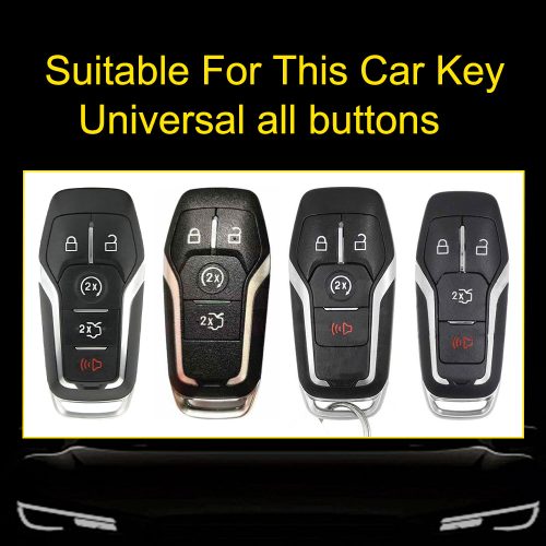 FOC1T1-White Transparent Button-Black Plating- Car Key Cover For Ford