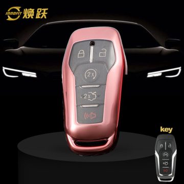 FOC1T1-White Transparent Button-Rose Gold Plating- Car Key Cover For Ford