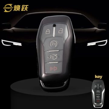 FOC1T1-White Transparent Button-Black Plating- Car Key Cover For Ford