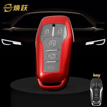 FOC1T1-White Transparent Button-Red Plating- Car Key Cover For Ford