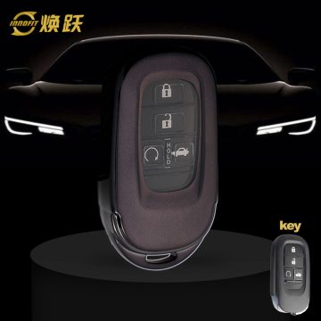 HOB1T1-White Transparent Button-Black Plating- Car Key Cover For Honda