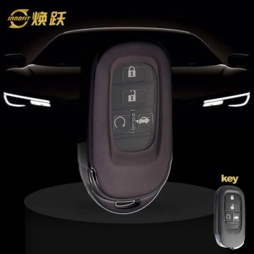 HOB1T1-White Transparent Button-Black Plating- Car Key Cover For Honda