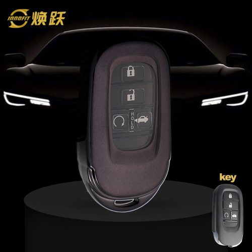 HOB1T1-White Transparent Button-Black Plating- Car Key Cover For Honda