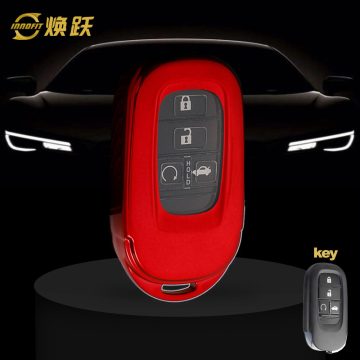 HOB1T1-White Transparent Button-Red Plating- Car Key Cover For Honda