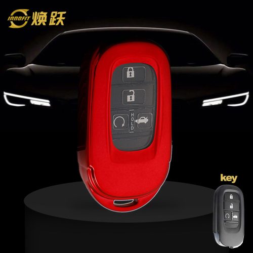 HOB1T1-White Transparent Button-Red Plating- Car Key Cover For Honda