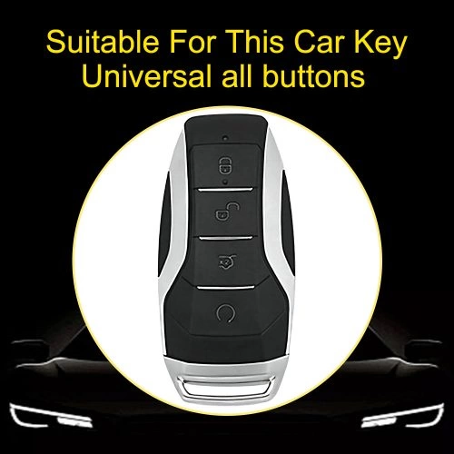 BYA1T1-White Transparent Button-Black Plating- Car Key Cover For BYD