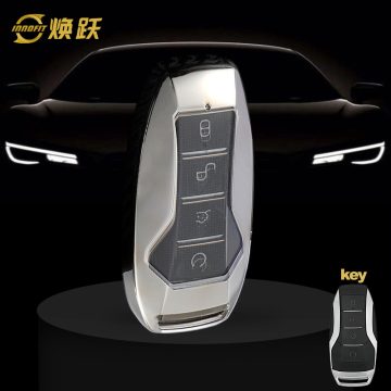 BYA1T1-White Transparent Button-Silver Plating- Car Key Cover For BYD