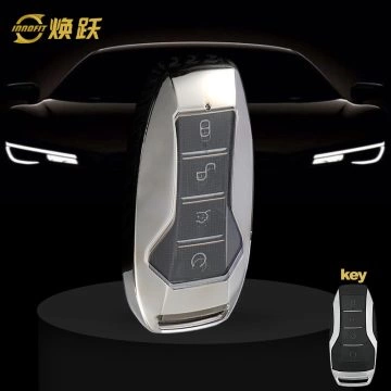 BYA1T1-White Transparent Button-Silver Plating- Car Key Cover For BYD
