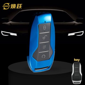 BYA1T1-White Transparent Button-Blue Plating- Car Key Cover For BYD