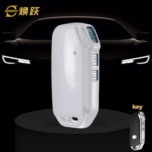 KIK1T1-White Transparent Button-Silver Plating- Car Key Cover For Kia