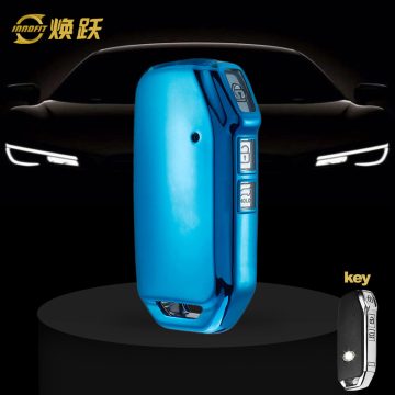 KIK1T1-White Transparent Button-Blue Plating- Car Key Cover For Kia