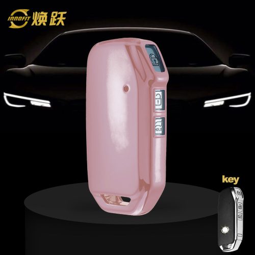 KIK1T1-White Transparent Button-Rose Gold Plating- Car Key Cover For Kia