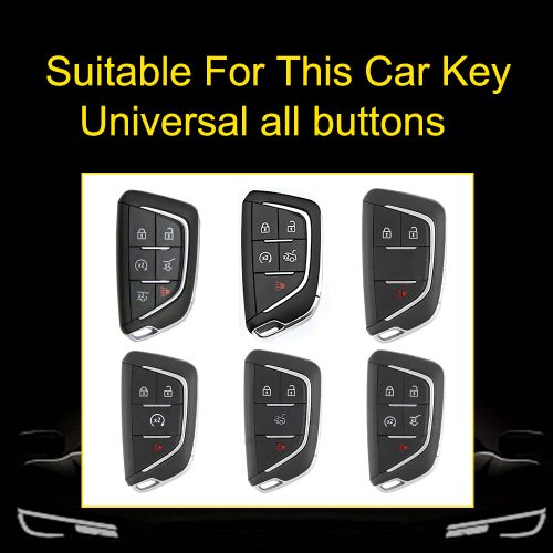 CAB1T1-White Transparent Button-Silver Plating- Car Key Cover For Cadillac