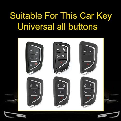 CAB1T1-White Transparent Button-Black Plating- Car Key Cover For Cadillac