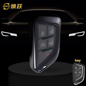 CAB1T1-White Transparent Button-Black Plating- Car Key Cover For Cadillac