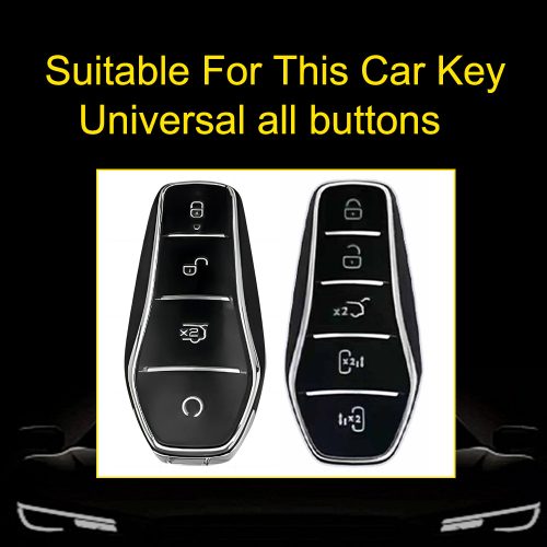 BYD1T1-White Transparent Button-Silver Plating- Car Key Cover For BYD