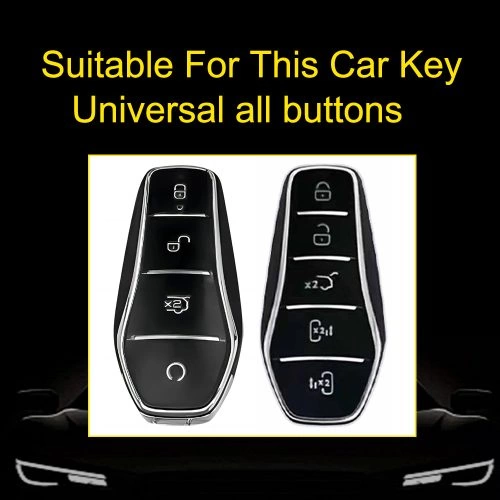 BYD1T1-White Transparent Button-Red Plating- Car Key Cover For BYD