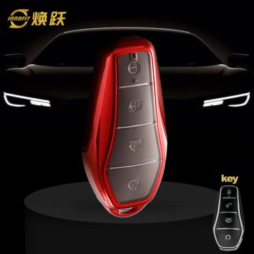 BYD1T1-White Transparent Button-Red Plating- Car Key Cover For BYD