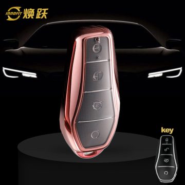 BYD1T1-White Transparent Button-Rose Gold Plating- Car Key Cover For BYD