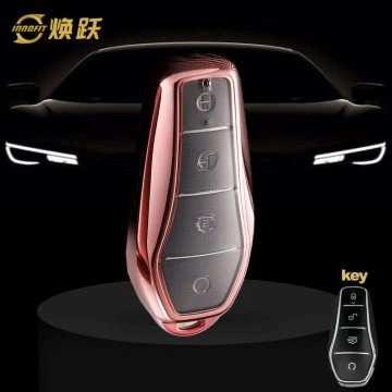 BYD1T1-White Transparent Button-Rose Gold Plating- Car Key Cover For BYD